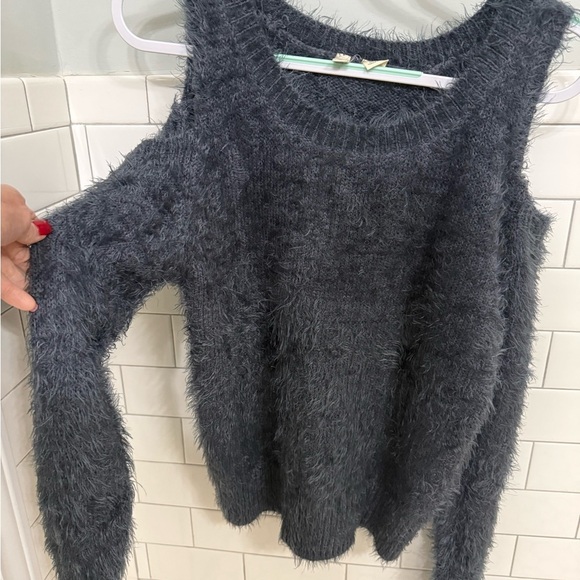 Anthropologie Sweaters - Moth by Anthropologie Charcoal Off-the-Shoulder Fuzzy Sweater - M